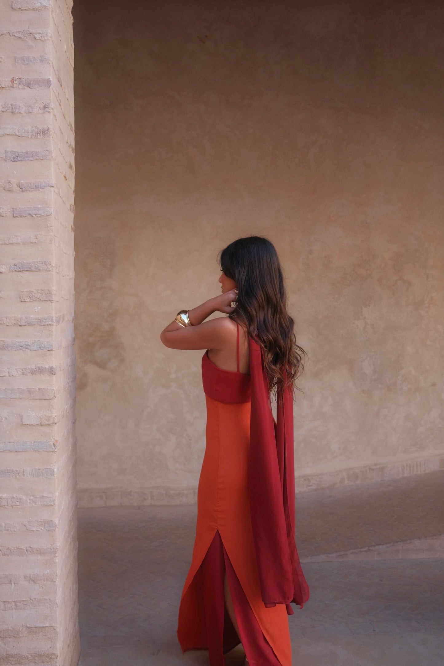 Zahara Vestido Naranja y Rojo