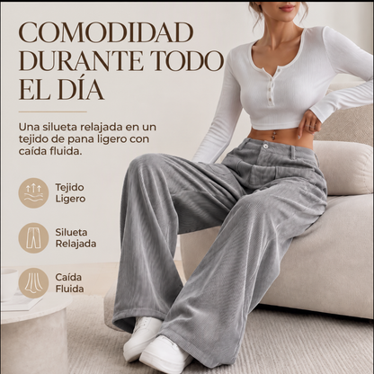 Vera | Pantalón de pana de tiro alto y pernera ancha