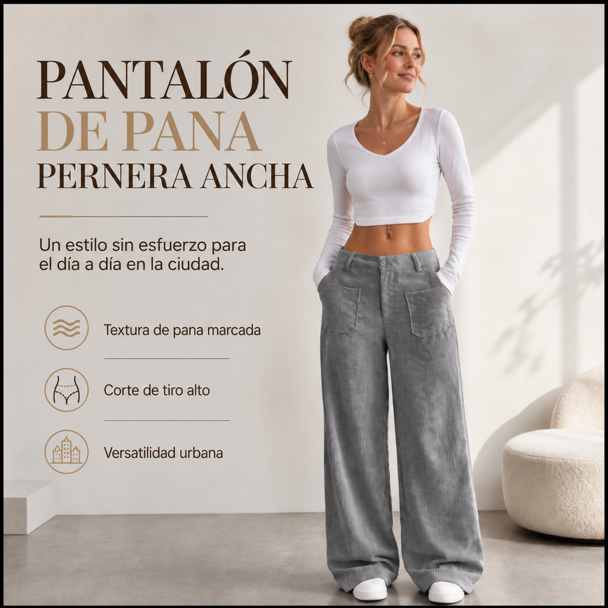 Vera | Pantalón de pana de tiro alto y pernera ancha