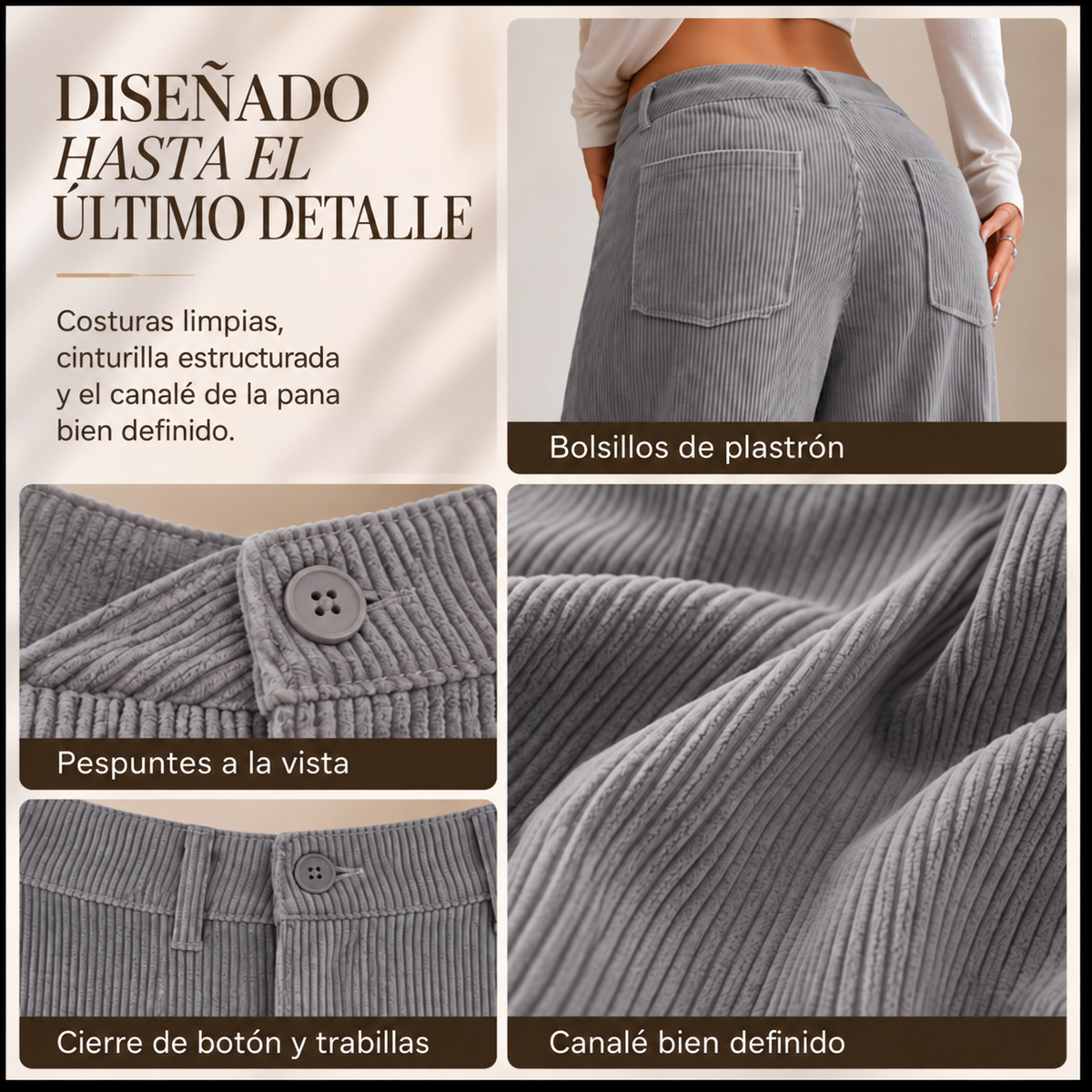 Vera | Pantalón de pana de tiro alto y pernera ancha