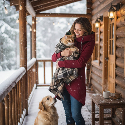 Olivia | Chaqueta larga con capucha estampada y bajo curvo